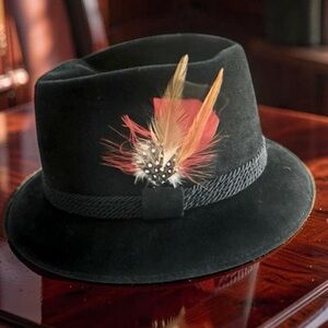 Vintage Knox New York Black Felt Fedora Hat 7 1/8 Satin Lined USA